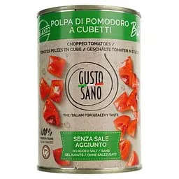 Томаты Gusto Sano Organic Chopped Tomatoes очищенные резаные кубиками органические 400 г