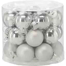 Комплект ялинкових кульок Chomik скляні 2.5 см срібні 24 шт. (BOZ2126)