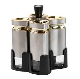 Органайзер набор Condiment Set для специй на подставке с 4 баночки по 120 мл Серый