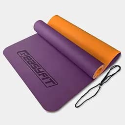 Коврик для йоги и фитнеса TPE+TC 6 мм двухслойный фиолетовый-оранжевый EasyFit fit0025076