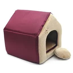 Будиночок для собак та котів Zoo-hunt Хутро бордове №1 300х330х330 мм