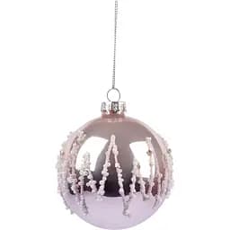 Новогодняя игрушка Novogod'ko Шар 8 cм глянцевая с орнаментом бежевая (973848)