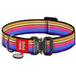 Ошейник для собак Waudog Nylon Линия 1, с QR паспортом, металлическая пряжка-фастекс, XXL, 43-70х3,5 см