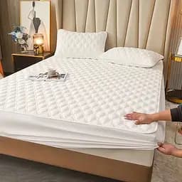 Наматрацник непромокальний з бортами / Водонепроникний стьобаний наматрацник 160х200 см Білий