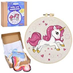 Детский набор для вышивания "Единорог" DYEK1014 пяльце 20 см