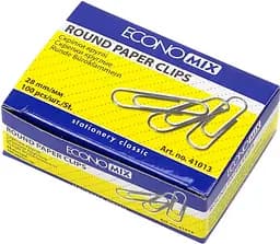 Скрепки никелированные E41013 Economix 28 мм, округлые 100 шт в упаковке (4044572410139)