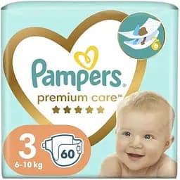 Подгузники Pampers Premium Care Размер 3 (Midi) 6-10 кг 60 шт
