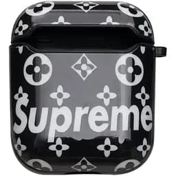 Футляр для навушників Airpods Glossy Brand Supreme black