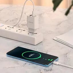 Адаптер мережевий + кабель Micro USB Borofone BA53A Powerway dual port charger set 2USB набір білий - мініатюра 3