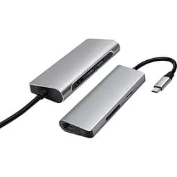USB-хаб Prologix 7-in-1 Type-C to HDMI+2xUSB3.0+PD+Lan+TF+SD [PR-WUC-105B] [77281] - мініатюра 2