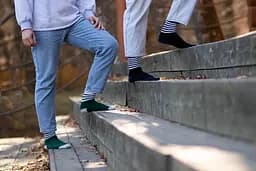 Шкарпетки з принтом смужки високі безшовні якісні ORGANIC cotton JILL ANTONY Синій, 44-45 - мініатюра 2
