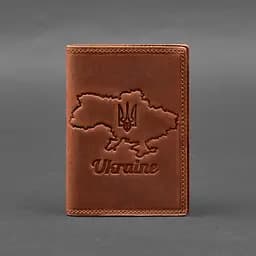 Шкіряна обкладинка для паспорта з мапою України світло-коричневий Crazy Horse - мініатюра 7