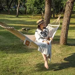 Гамак одномісний без перекидання Naturehike CNK2450WS018, бавовна, коричневий - мініатюра 6