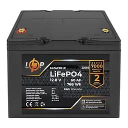 Акумулятор LP LiFePO4 12,8V - 60 Ah (768Wh) (BMS 80A/40А) пластик для ДБЖ