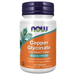 Гліцинат Міді Now Foods Copper Glycinate 3 mg 120 пігулок
