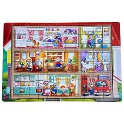 Дерев'яний пазл-вкладиш "Котячий будинок пазл літній" Ubumblebees (ПСД273) PSD273