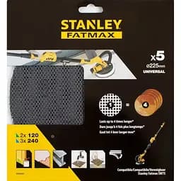 Абразивная сетка Stanley FatMax для эксцентриковых шлифмашин 120-240 мкм 225 мм 5 шт. (STA39297)