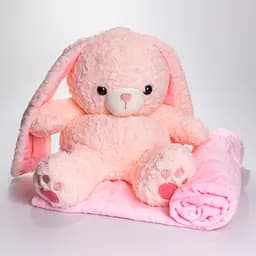М'яка іграшка-плед та подушка 3 в 1 Зайчик 35×32×40 (см) Рожевий Colorful Home 509-9P - мініатюра 3