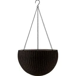 Горщик для рослин Keter Rattan Hanging Sphere з ланцюжками підвісний темно-коричневий 8.6 л