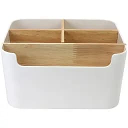 Органайзер для дрібниць MVM, білий з деревом (FH-02 WHITE/WOOD)