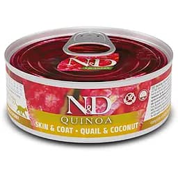 Вологий корм для котів Farmina N&D Quinoa дієтичне харчування при харчовій алергії з перепелом, кіноа, кокосом та куркумою 80 г