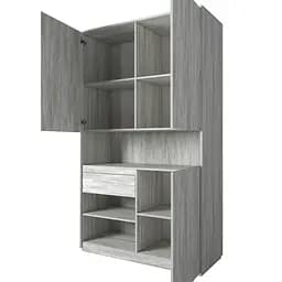 Шафа для речей з відкритими полицями та висувною скринькою BLUM FHRS-1 Білий/Дуб Сонома - мініатюра 2