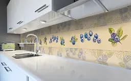 Кухонний фартух Акварельна чорниця вінілова для кухні 65х250 см Ягоди Бежевий Happy Pocket Z182505 - мініатюра 5