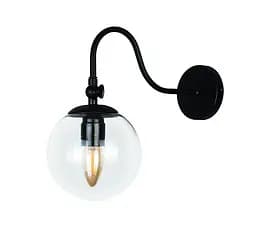 Бра настінне Levistella 756WPR150F3-1 BK+CL E27 150 мм чорний з прозорим плафоном