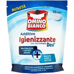 Пятновыводитель и усилитель для стирки Omino Bianco Igienizzante Deo дезинфицирующий 10 таблеток