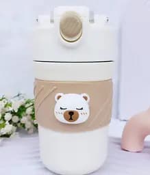 Термос дитячий  «Cute Bear» поїлка з трубочкою нержавіюча сталь 420 мл Бежево-коричневий - мініатюра 2