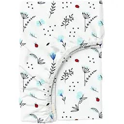 Простынь Cosas на резинке в детскую кроватку 60х120 blue wildflowers, белый (BushLightBlue_120)
