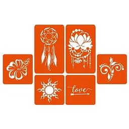 Набір кольорової хни з трафаретами для біо-тату №1 color-henna-set-01 - мініатюра 4