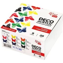 Набір акрилових фарб для декору глянцевий 9×20 мл Rosa TALENT