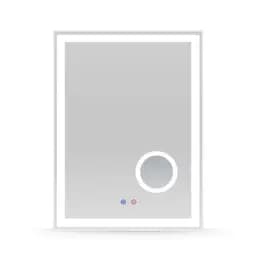 Дзеркало прямокутне 60*80см, з підсвічуванням, диммером, підігрівом дзеркала, з лінзою 5x Volle 16-13-600M, Білий матовий