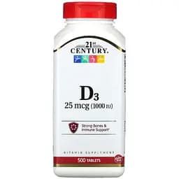 Витамин D3 21st Century 1000 МЕ 500 таблеток