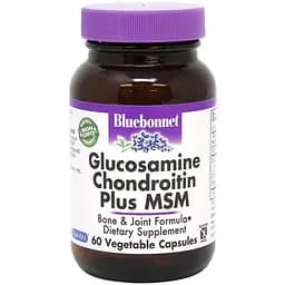 Препарат для суставов и связок Bluebonnet Nutrition Glucosamine Chondroitin plus MSM, 60 вегакапсул