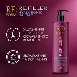 Гіалуроновий бальзам Re:form Re:filler Об'єм і зволоження волосся 400 мл - мініатюра 4