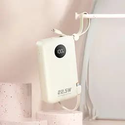 УМБ Dudao 20000mAh K14+ 22,5W PD,QC USB-A,USB-C In/Out,with built-in USB-C/Lightning cables White - мініатюра 3