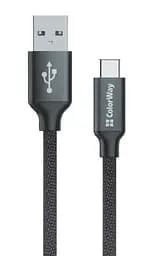 Кабель USB AM-Type-C, 1 м, черный, ColorWay, 2.1A (CW-CBUC003-BK)