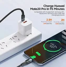 Кабель Essager USB Type-C to Type-C PD 100W 20V 5A Fast Charging 1м Black (ES-X18) (EXCTT1-XC01) - мініатюра 3