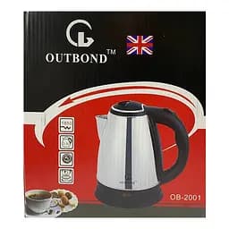 Електрочайник 1850Вт з нержавіючої сталі OUTBOND OB-2001 дисковий чайник нержавіюча сталь 2л Металік/чорний - мініатюра 3