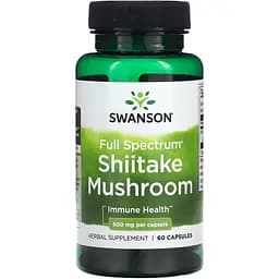 Натуральна добавка Swanson Full Spectrum Shiitake Mushroom 500 mg 60 капсул