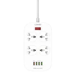 Мережевий зарядний пристрій подовжувач LDNIO SC4407 4 USB 4 розетки 2m білий - мініатюра 3