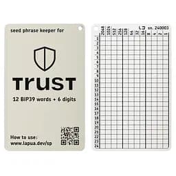 Мнемонічний планшет Lapua Seed phrase keeper for Trust Wallet (LSPKTW)