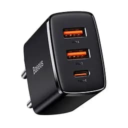 Зарядний пристрій 3 порти Baseus 30 W (1Type-C + 2 USB) CCXJ-E01 чорний