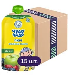 Упаковка пюре Чудо-чадо Вітамінний салатик без цукру 2.7 кг (180 г х 15 шт.)