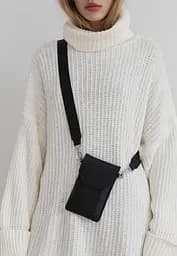 Шкіряна сумка-чохол для телефону чорна