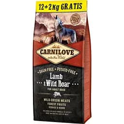 Сухий корм для собак всіх порід Carnilove Lamb & Wild Boar 12 кг + 2 кг