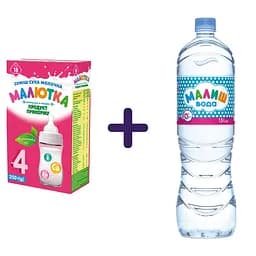 Набір: суха молочна суміш Малютка 4 з 18 місяців 350 г + дитяча вода Малиш 1.5 л 