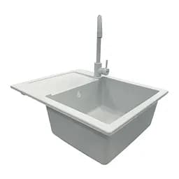 Adamant Набір кухонні Minimal, штучний камінь, прямокут., з крилом, 615х495х200мм, чаша - 1, врізна, Avena + змішувач - мініатюра 3
